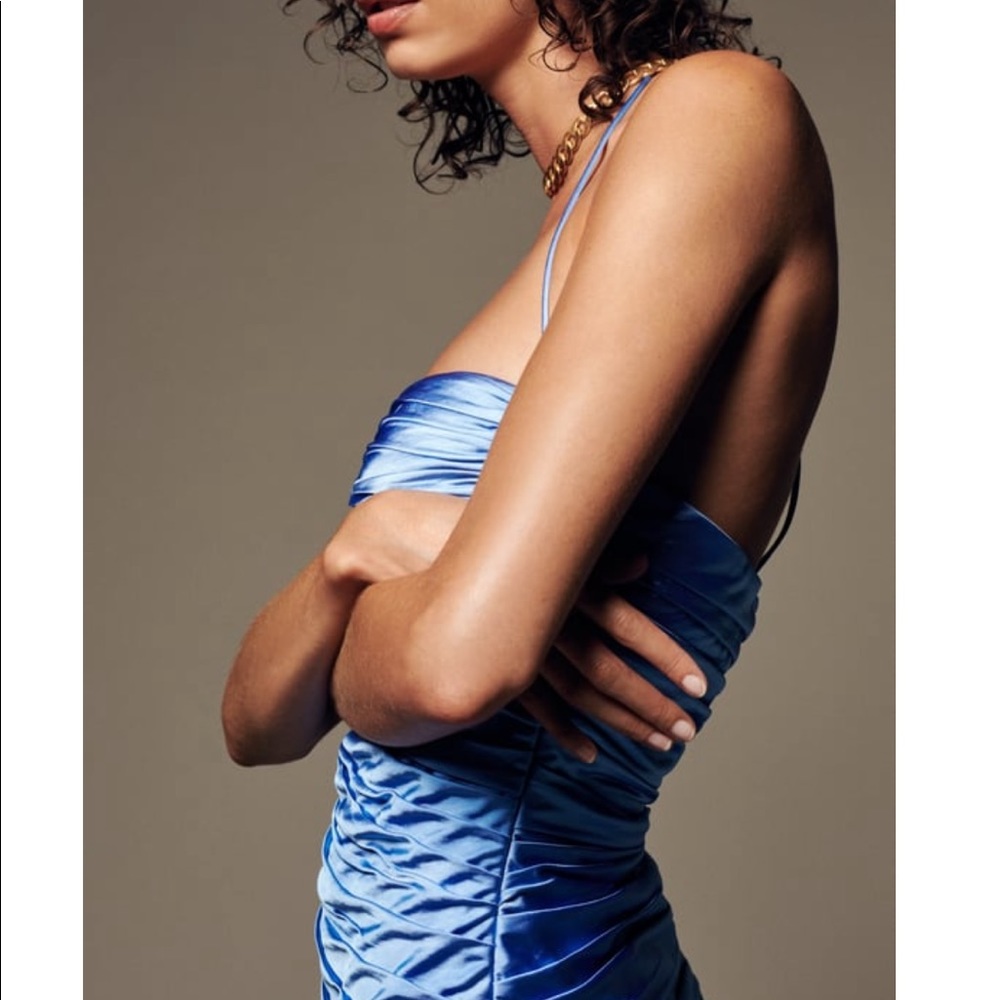 Zara Draped Bodysuit, Periwinkle, size M. New with tags.